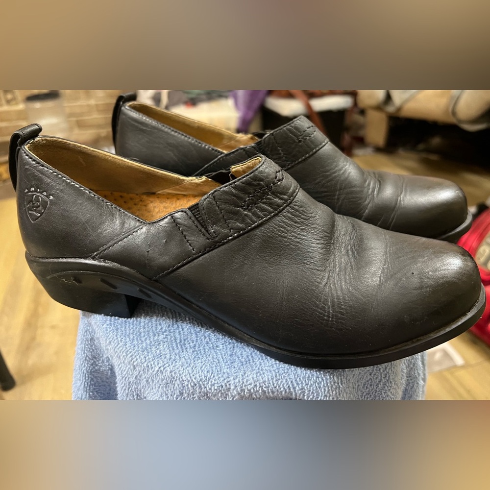 Ariat Black Leather Slip-Ons Womens 7.5B